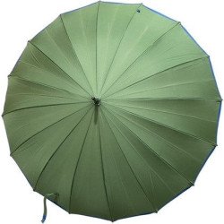 Bisetti - long parapluie canne 16 baleines - kaki bord bleu