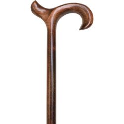 Canne marron en bois -  poignée ergonomique pour droitier - couleur Marron