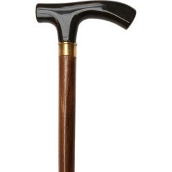 Canne marron -  extra long 105cm -  en bois -  bague dorée -  p - couleur Marron