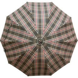 Doppler - Long parapluie canne en bois manuel pour homme grand - tartan kaki