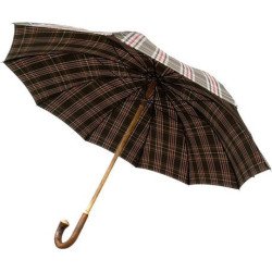 Doppler - Long parapluie canne en bois manuel pour homme grand - tartan kaki