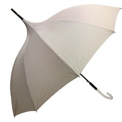 Long parapluie pagoda beige imprimé petits pois blanc - couleur Beige
