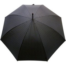 Long parapluie avec fines lignes grises et canne en boi - couleur Gris