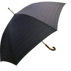 Long parapluie avec trait gris et canne en bois - couleur Gris