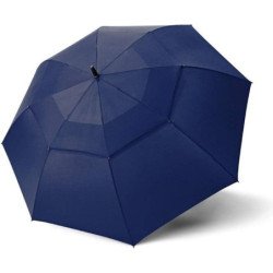 Long parapluie fiber golf uni avec poignée droite - couleur Bleu