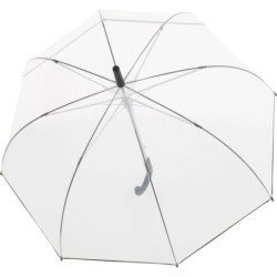 Long parapluie transparent avec bord noir et canne - couleur Transparent
