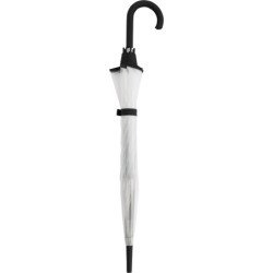 Long parapluie transparent avec bord noir et canne - couleur Transparent