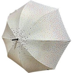 Long parapluie candy pearls uni avec pois multicolore - couleur Blanc