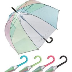 Long parapluie transparent rainbow avec canne - couleur Noir