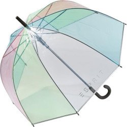 Long parapluie transparent rainbow avec canne - couleur Noir