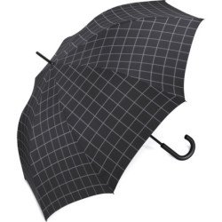 Long parapluie homme à carreaux avec canne - couleur Noir