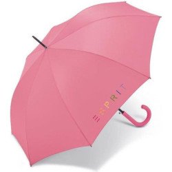Long parapluie colorful logo uni avec canne - couleur Rose