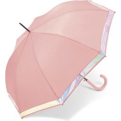 Long parapluie shiny border - couleur Rose