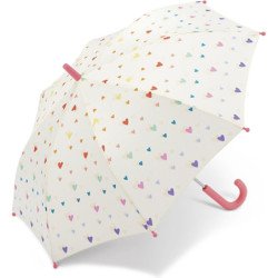 Long parapluie enfant avec cœurs et canne - couleur Blanc
