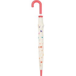 Long parapluie enfant avec cœurs et canne - couleur Blanc