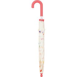 Long parapluie enfant avec cœurs et canne - couleur Blanc