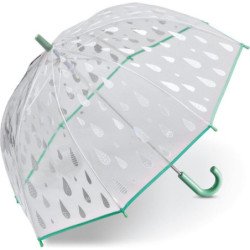 Long parapluie enfant transparent avec gouttes et canne - couleur Transparent