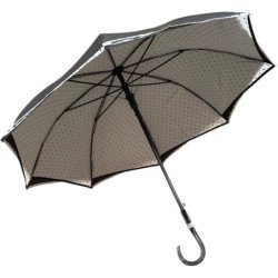 Lon parapluie bord points -  manche marbré courbé - couleur Noir