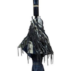 Long parapluie bicolore bord avec chainette - couleur Multicouleur
