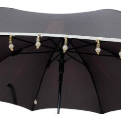 Long parapluie Pierre Cardin bicolore bord avec perles - couleur Noir