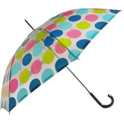 Long parapluie S. Oliver transparent motif pois colorés -  poignée canne