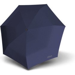 Parapluie de poche S.Oliver marine uni poignée ronde - couleur Marine