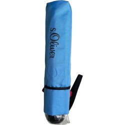 Parapluie de poche S.Oliver uni poignée ronde - couleur Bleu