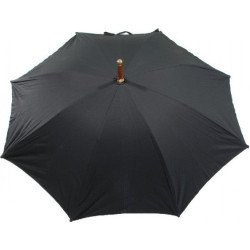 Long parapluie baleines en bambou avec canne en bois - couleur Noir