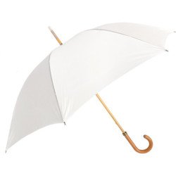 Long parapluie uni avec canne en bois - couleur Blanc