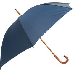 Long parapluie uni avec canne en bois - couleur Marine