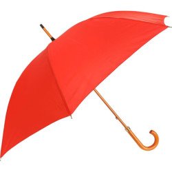 Long parapluie uni avec canne en bois - couleur Rouge