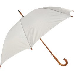 Long parapluie uni avec canne bois - couleur Blanc