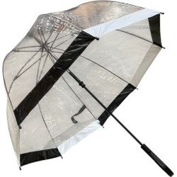Parfi - Long parapluie canne transparent forme cloche - noir & blanc