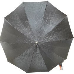 Pierre Cardin - long parapluie canne en bois  - noir à motifs ton sur ton