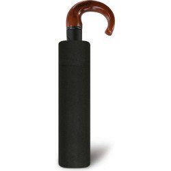 Parapluie de poche Pierre Cardin noir avec canne - couleur Noir