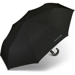 Parapluie de poche Pierre Cardin noir avec canne - couleur Noir
