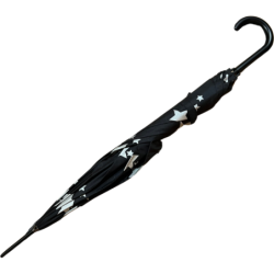 Plic Ploc - long parapluie canne motif étoiles - noir