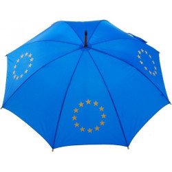 Long parapluie européen bicolore avec canne en bois - couleur Bleu