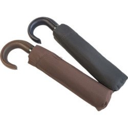 Petit parapluie Vogue uni avec canne en skaï - couleur Marron